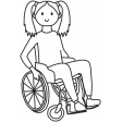 Draw it Kit #1 School kids - wheelchair kid 04 template