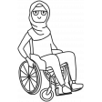 Draw it Kit #1 School kids - wheelchair kid 06 template