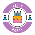 GL22 June Birthday Sticker Badge Let's Party