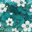 White Flowers on Teal Bkgnd