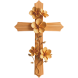 Wooden Cross with Carved Flowers 05