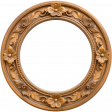 Round Wooden Frame with Carved Flowers 01