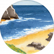 Provincial Seascape Mini round sticker sea