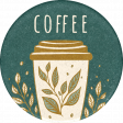 Lakeside Autumn Coffee Round Sticker