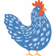 Countryside Blue Chicken Illustration