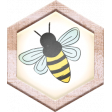 Berry Sweet Bee White Hexagon Brad with Bee on it