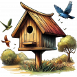 Spring garden Bird House 1