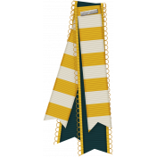 Pixel Scrapper Digital Element; yellow and white striped ribbon folded over and stapled