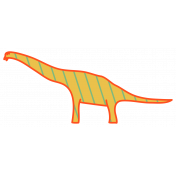 Dinosaurs Sticker- Long Neck- Orange & Striped