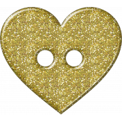 Gold Glitter Heart Button