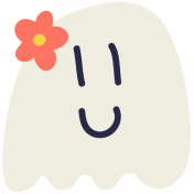 Kawaii Halloween Ghost 002 B With Flower