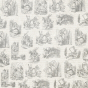 Dark Gray Alice in Wonderland Paper