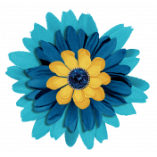 Aqua Navy Blue Flower 2