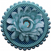 Aqua Navy Blue Chipboard & Flower 