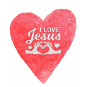 Watercolor Heart I love Jesus Word Art