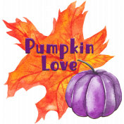 Purple and Orange Pumpkin Love Word Art