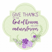 Purple and Green Frame: Give Thanks Word Art