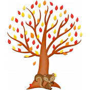 Chipboard Autumn Tree with Squirrel