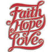 Red Faith, Hope, Love Chipboard Word Art