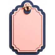Pink and Navy Blue Chipboard Tag