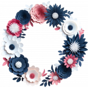 Pink and Navy Blue Paper Flower Wreath