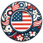 Red, White, & Blue Patriotic Circle Flair with USA Flag