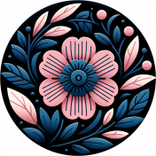 Navy Blue and Pink Wood Flower Brad 2