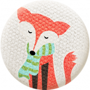 Sweater Weather- Fabric Button- Fox With Scarf