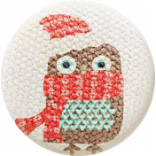Sweater Weather - Fabric Button - Owl With Scarf & Hat