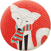 Sweater Weather- Fabric Button- Winter Fox With Scarf