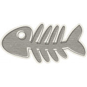 Furry Friends- Kitty- Gray Fish Bone Sticker