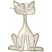 Furry Friends- Kitty- Tan Silly Kitty Sticker