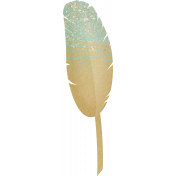 Shine- Tan & Teal Paper Feather