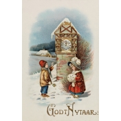 Vintage New Years Cards- Clock