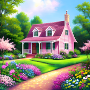 Country Pink Scene Painting