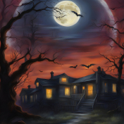 Halloween House Background Paper