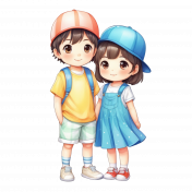 Summer Chibi Girl and Boy Illustration #1