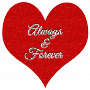 Red Heart Always and Forever Word Art Element