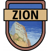 Zion National Park Word Art Crest