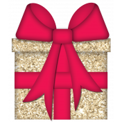 Gold Glitter Gift with Red Bow