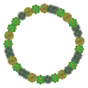 Frame – Green Flowers-Leaves Circle