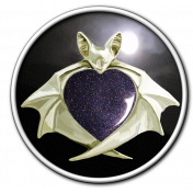 Bat With Blue Goldstone Heart