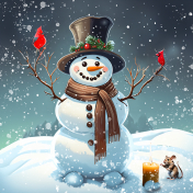 Winter Snowman with Friends