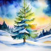 Watercolor Snowy Winter Background Paper