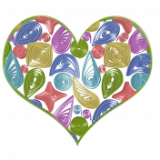 Multicolored Quilled Heart (no shadows)