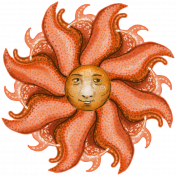 1400s Flower- Sun with Face & Rays 