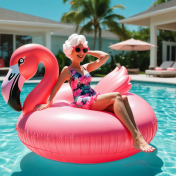Granny's flamingo float 