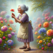 Granny in flower Garden 5 