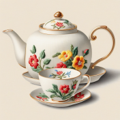 Teapot and Cup Embroidery Paper 