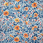 Blue and Orange Floral Paper